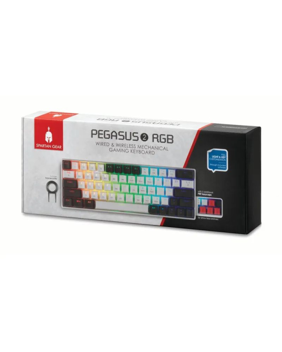 Tastatura Spartan Gear Pegasus 2 RGB Wireless - White / Grey 