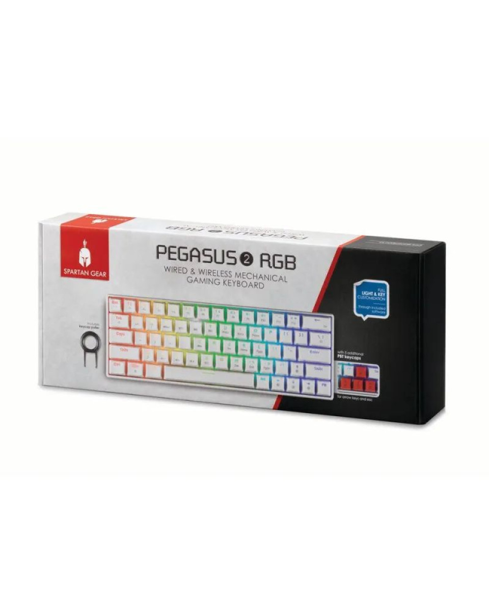 Tastatura Spartan Gear Pegasus 2 RGB Wireless - White 