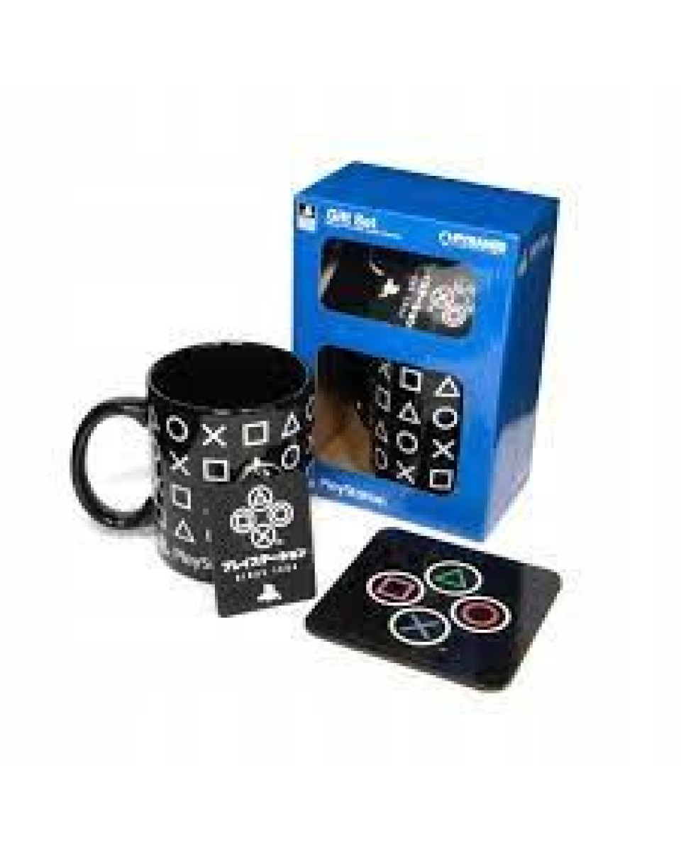 Poklon Set - Playstation Mug, Coaster And Keychain - Gift Set 